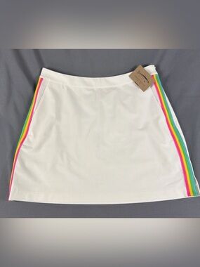 G/FORE Womens Golf Skort RYP Striped 8 White Polyester Spandex NWT MSRP $155